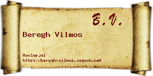 Beregh Vilmos névjegykártya